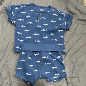 Carter's Navy Shark Patterned Baby Set